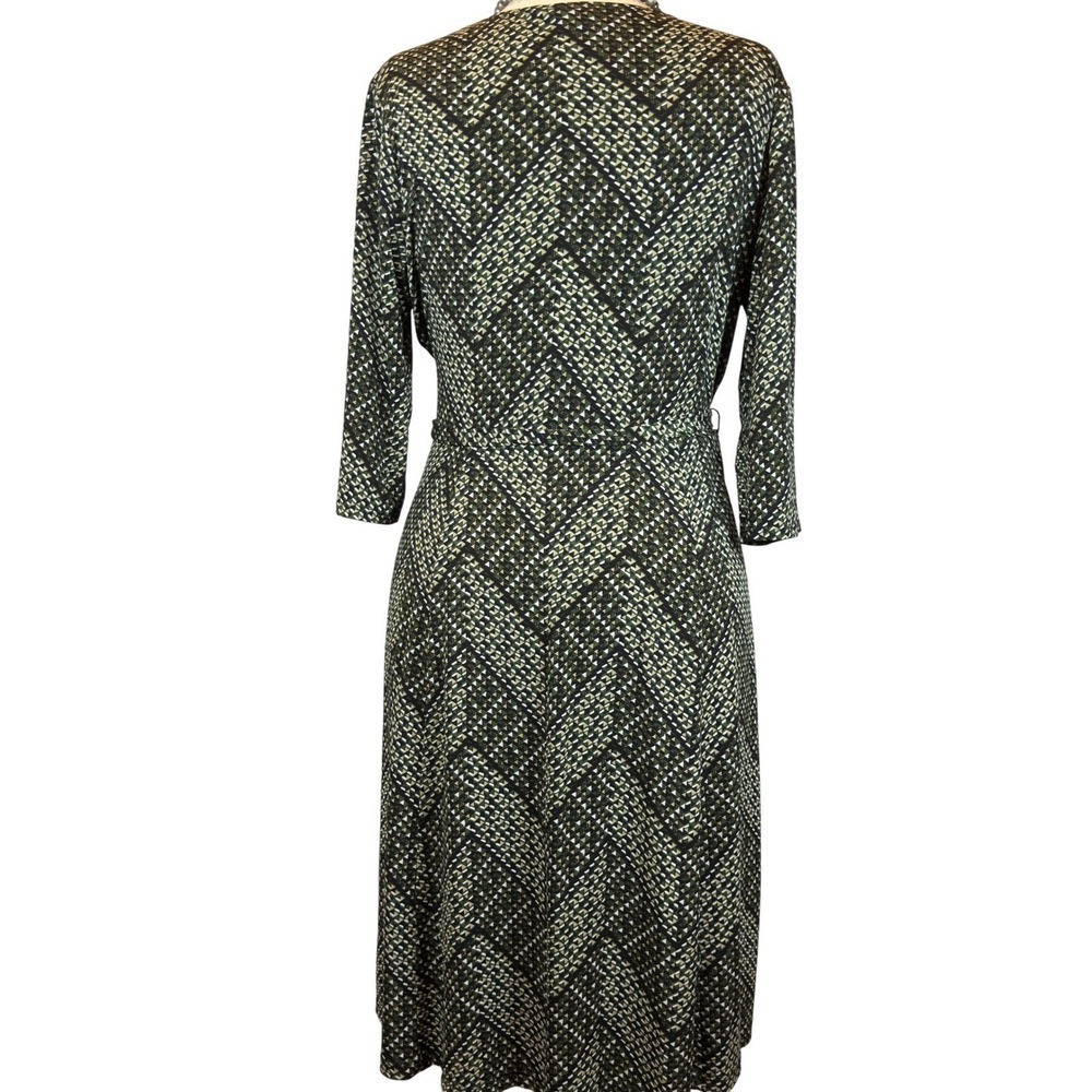En Focus Studio Green Wrap Dress Plus Size 14 Graphic Print Slimming Office Work - Picture 4 of 13